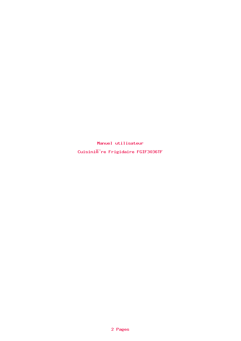 Page 1 de la notice Manuel utilisateur Frigidaire FGIF3036TF