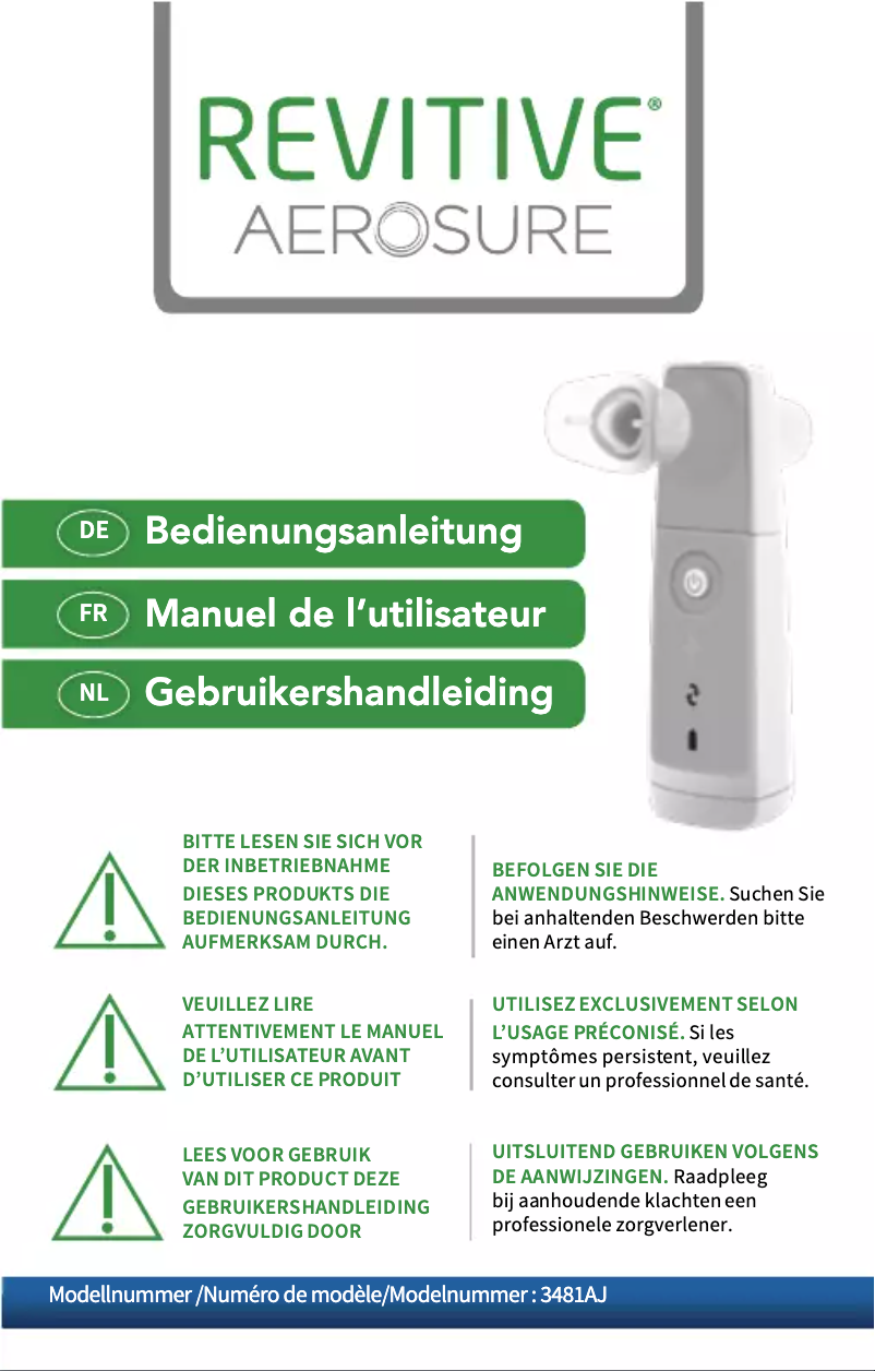 Page 1 de la notice Manuel utilisateur Revitive Aerosure