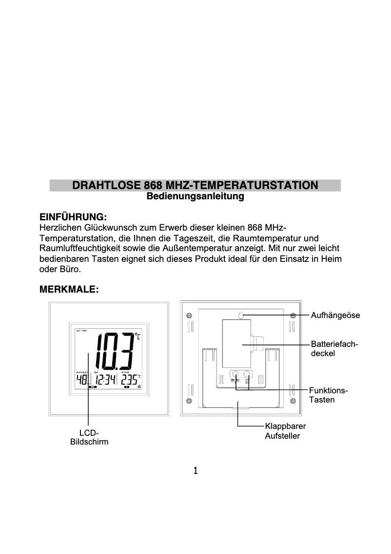 Página 1 del manual Manual de usuario Techno Line WS 8301