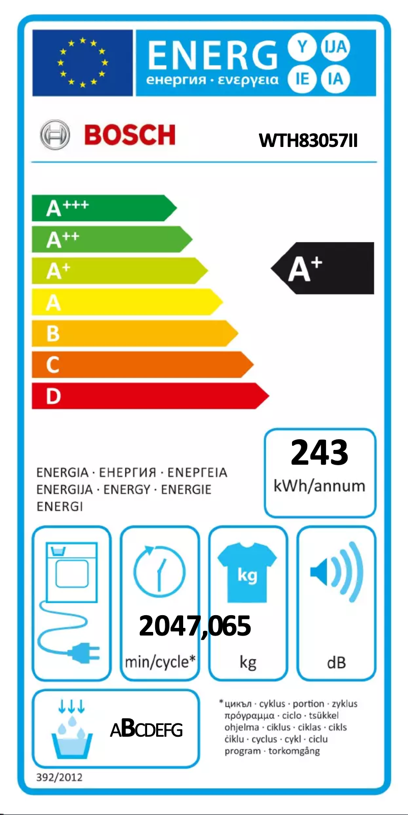 Page 1 of the manual User Manual Bosch WTH83057II