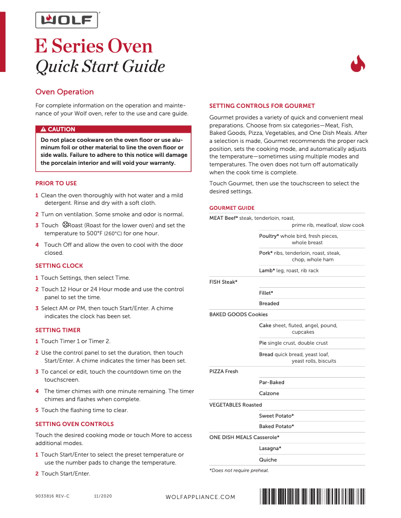 Page 1 de la notice Guide de démarrage rapide Wolf DO3050TE