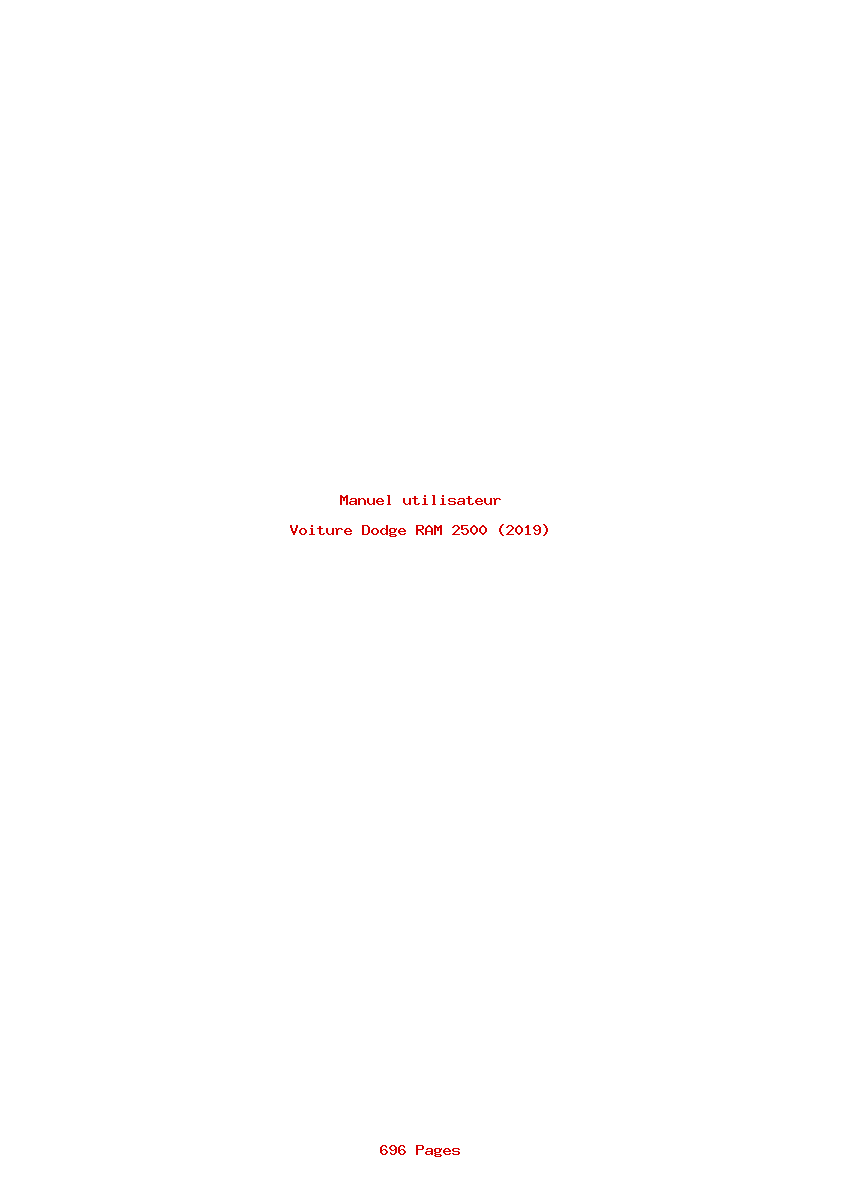 Page 1 de la notice Manuel utilisateur Dodge RAM 2500 (2019)