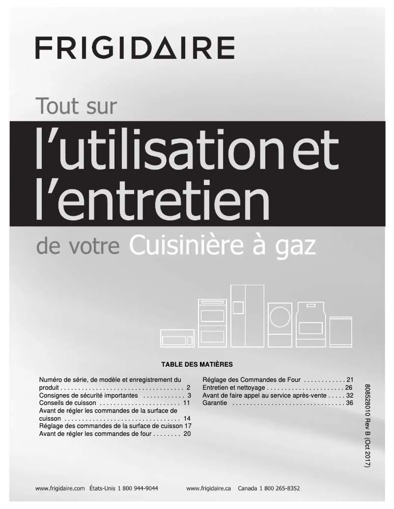 Page 1 de la notice Manuel utilisateur Frigidaire FFGF3051TS
