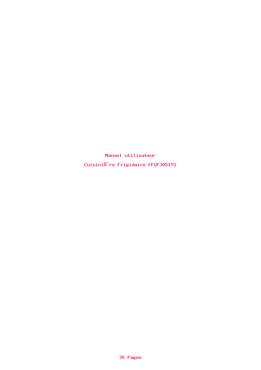 Page 1 de la notice Manuel utilisateur Frigidaire FFGF3051TS