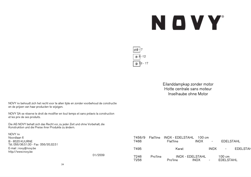 Page 1 de la notice Manuel utilisateur Novy Flat'Line 7466