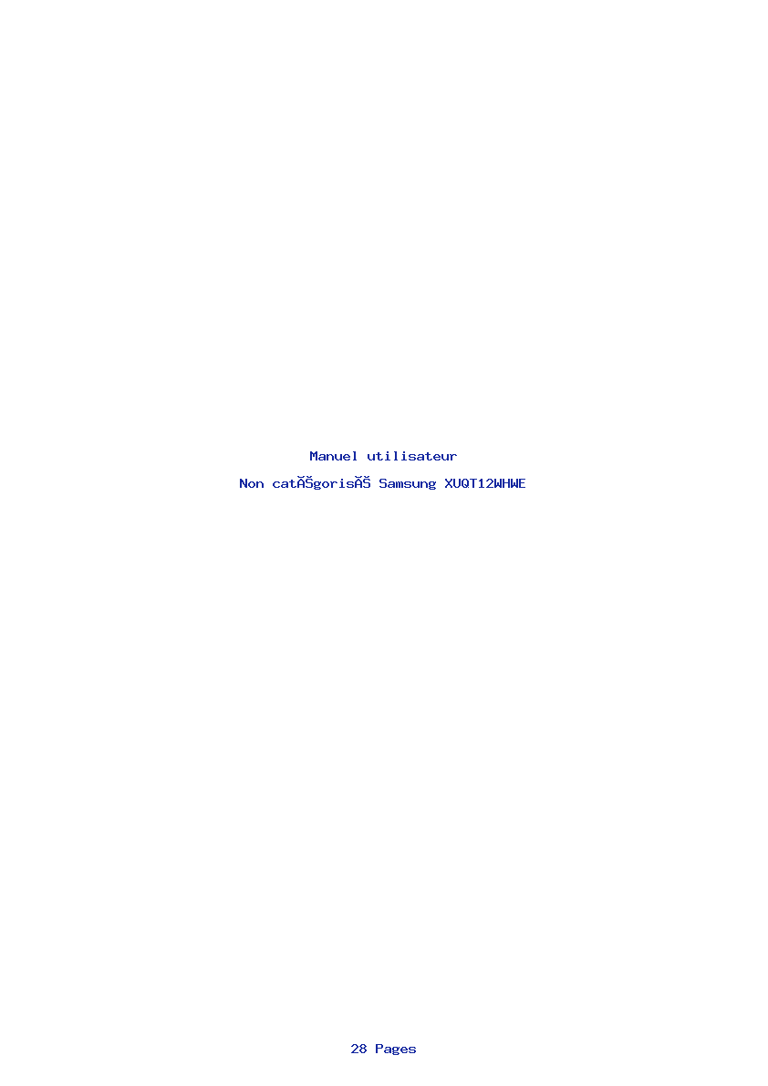 Page 1 de la notice Manuel utilisateur Samsung XUQT12WHWE