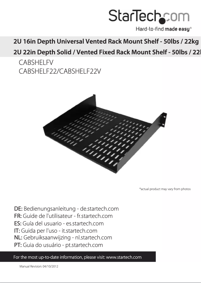 Page 1 de la notice Manuel utilisateur StarTech.com CABSHELFV
