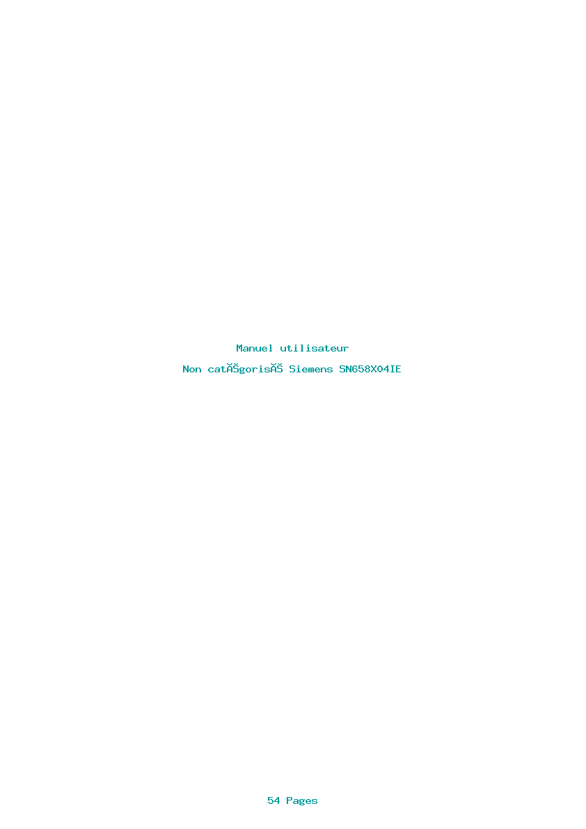 Page 1 de la notice Manuel utilisateur Siemens SN658X04IE