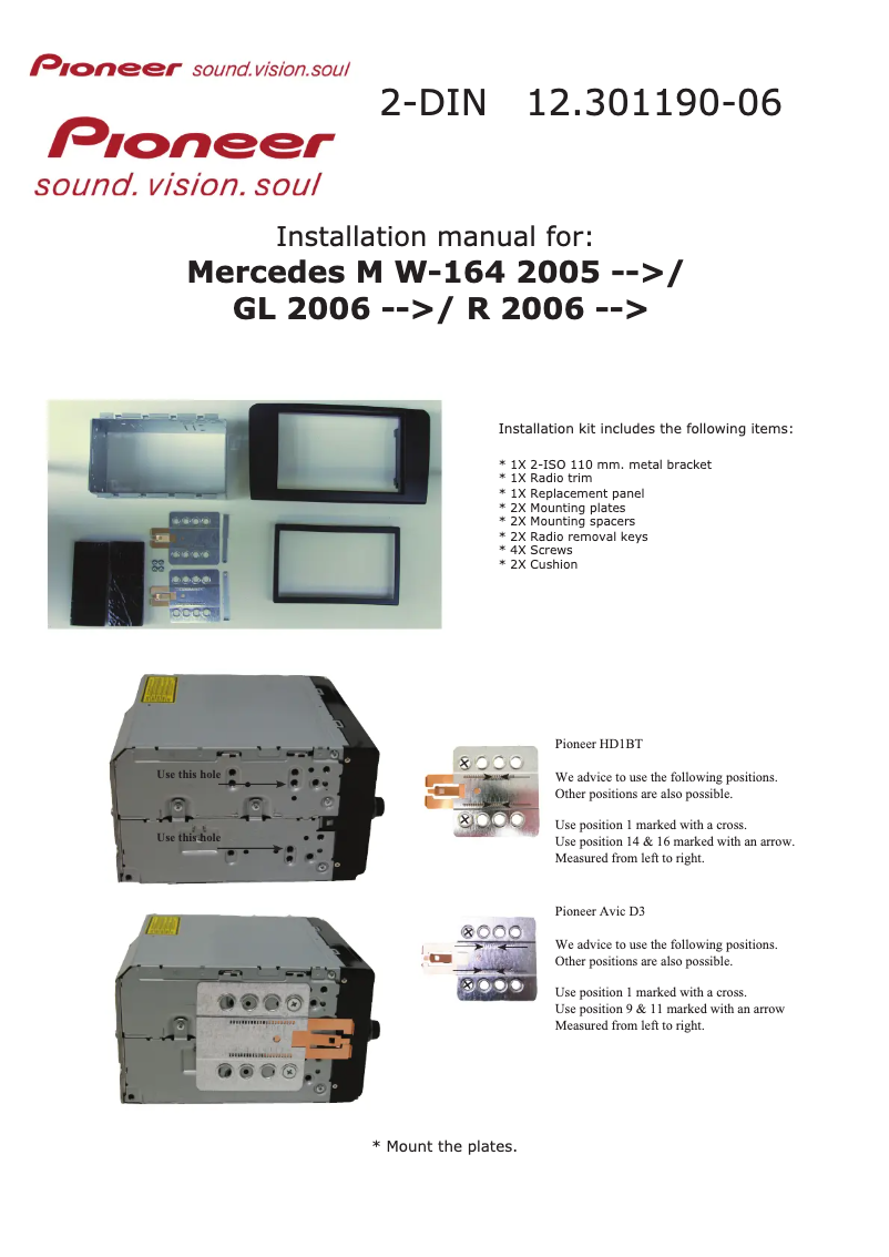 Page 1 de la notice Manuel utilisateur Pioneer 12.301190-06
