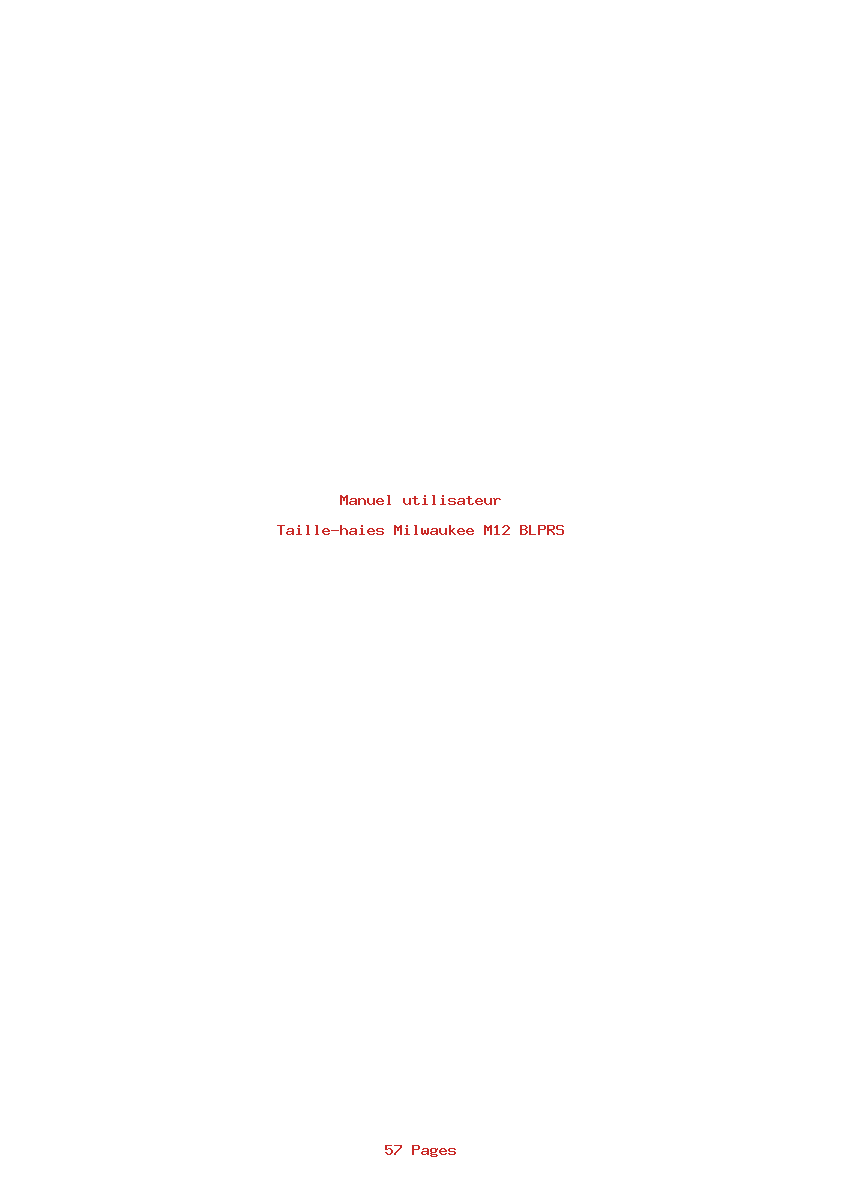 Page 1 de la notice Manuel utilisateur Milwaukee M12 BLPRS