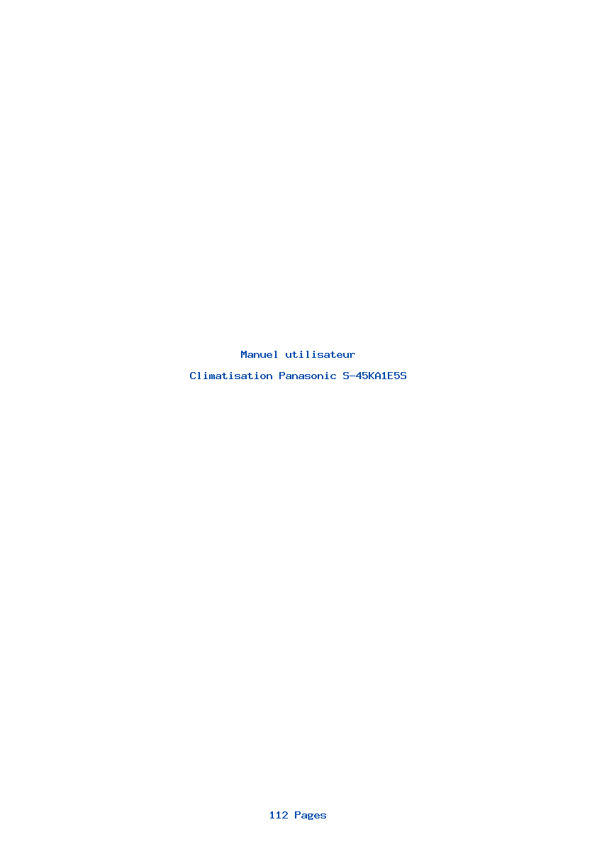 Page 1 de la notice Manuel utilisateur Panasonic S-45KA1E5S