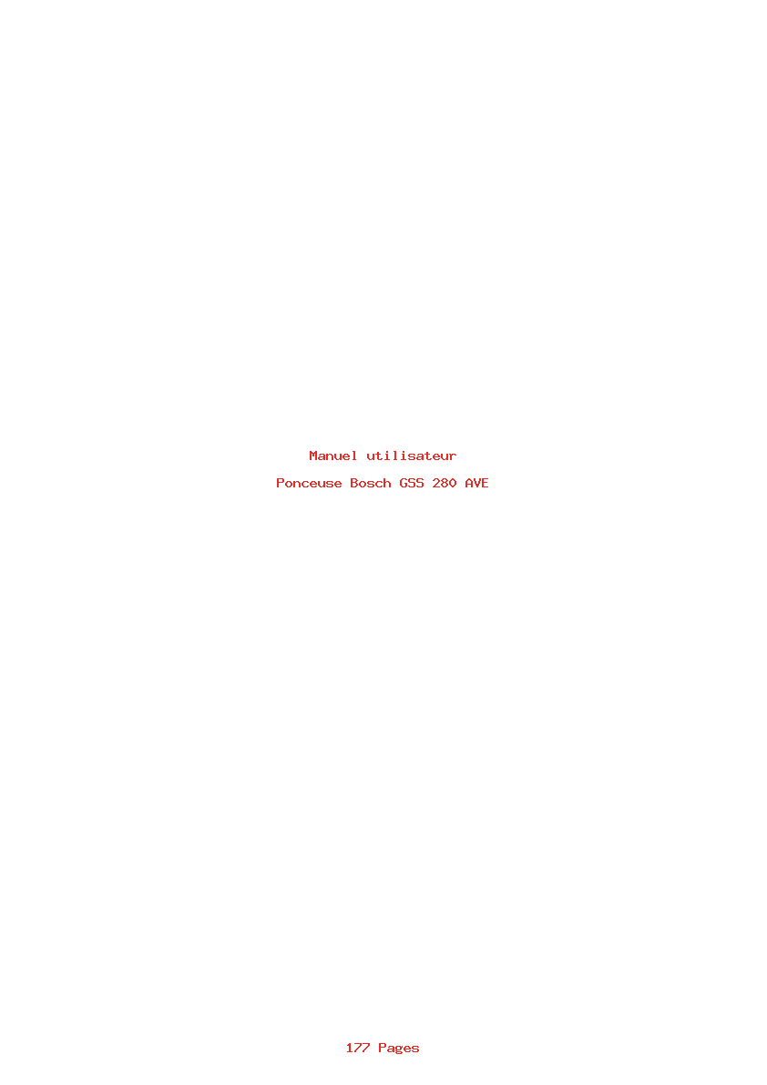 Page 1 de la notice Manuel utilisateur Bosch GSS 280 AVE
