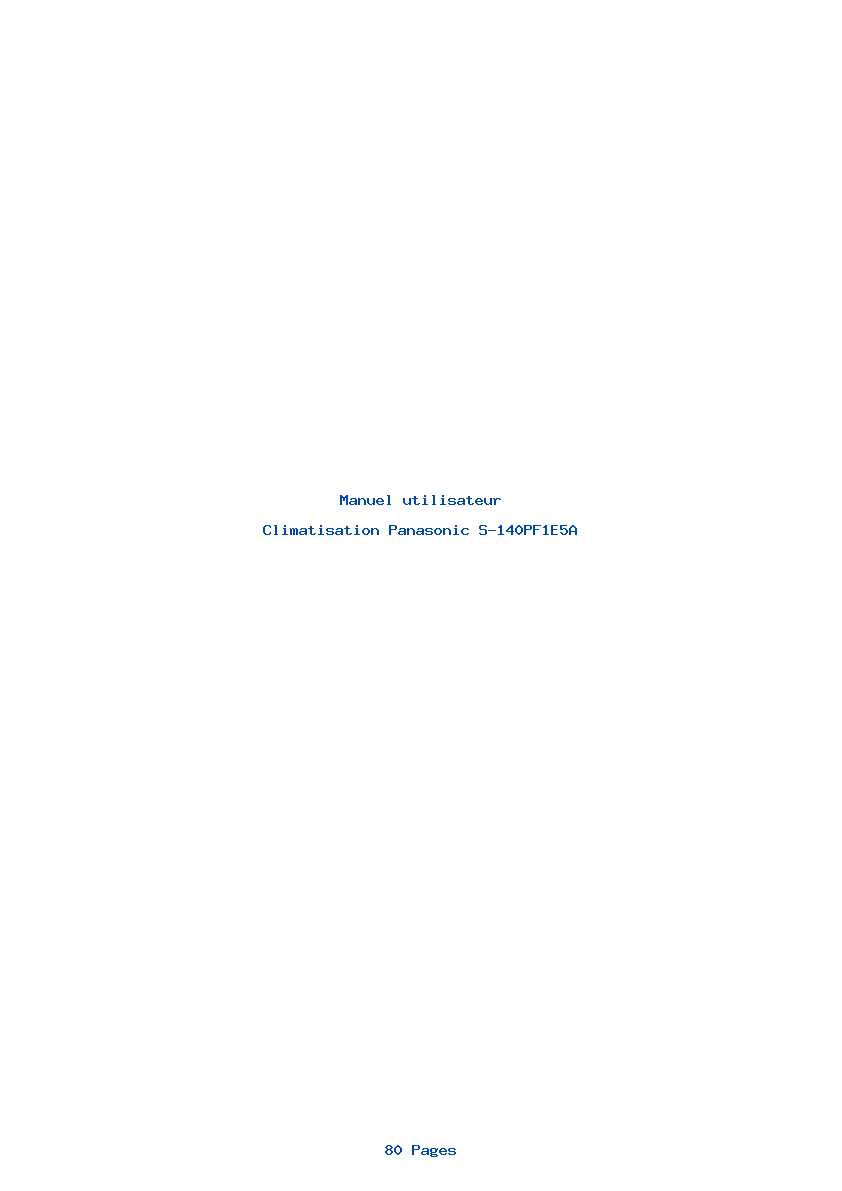 Page 1 de la notice Manuel utilisateur Panasonic S-140PF1E5A