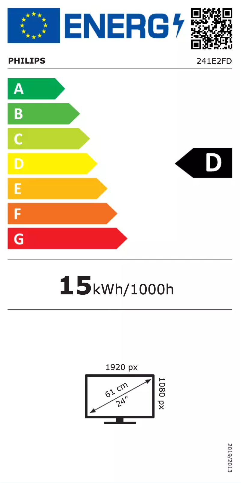 Page 1 of the manual Energy Label Philips E Line 241E2FD
