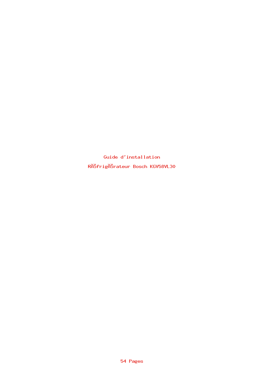 Page 1 de la notice Guide d'installation Bosch KGV58VL30