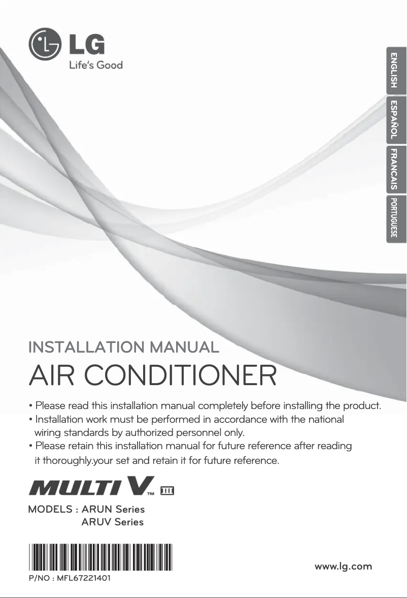 Page 1 de la notice Manuel utilisateur LG ARUV100LT3