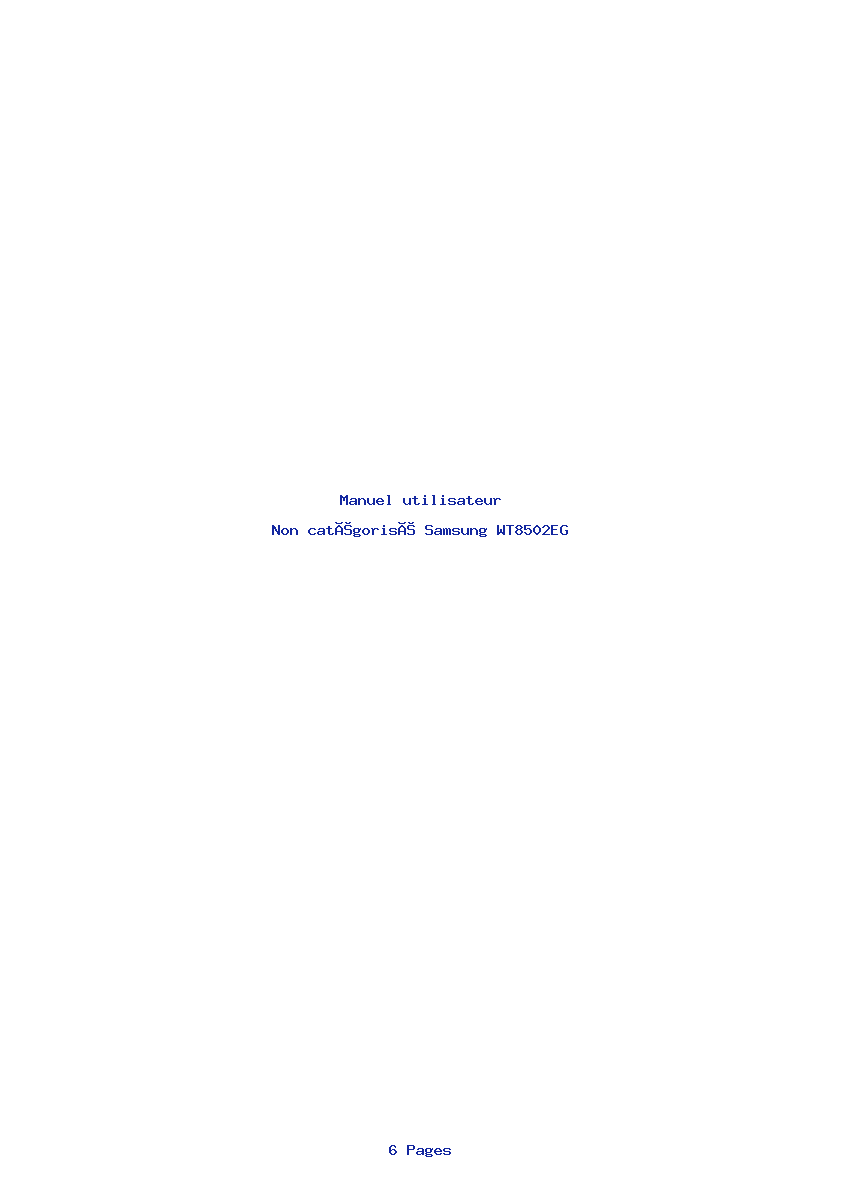Page 1 de la notice Manuel utilisateur Samsung WT8502EG