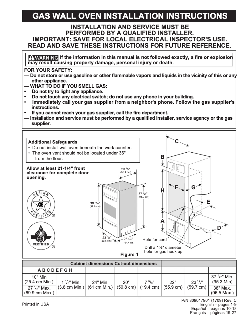 Página 1 del manual Guía de instalación Frigidaire FFGW2415QB