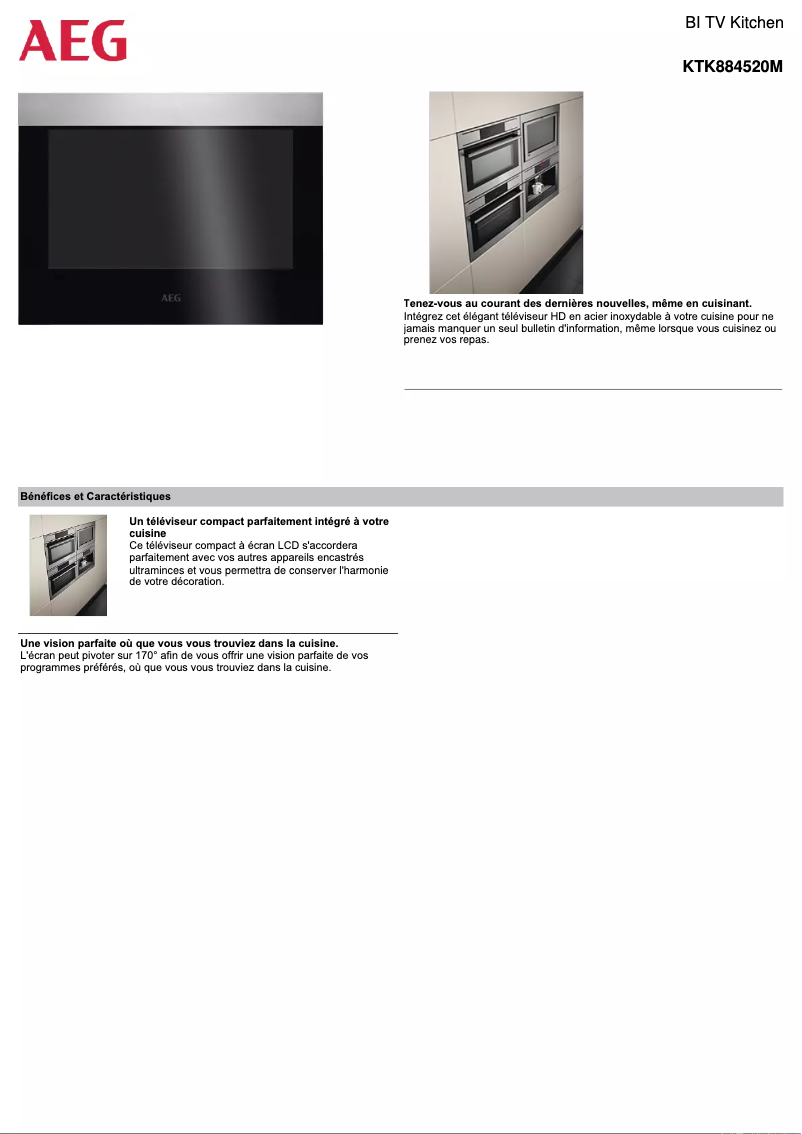 Página 1 del manual Ficha técnica AEG KTK884520M