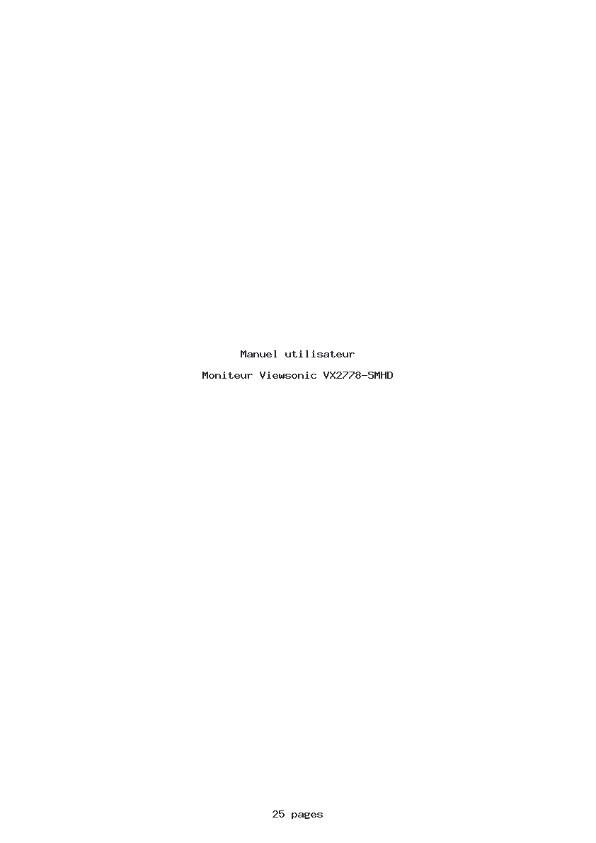 Page 1 de la notice Manuel utilisateur Viewsonic VX2778-SMHD