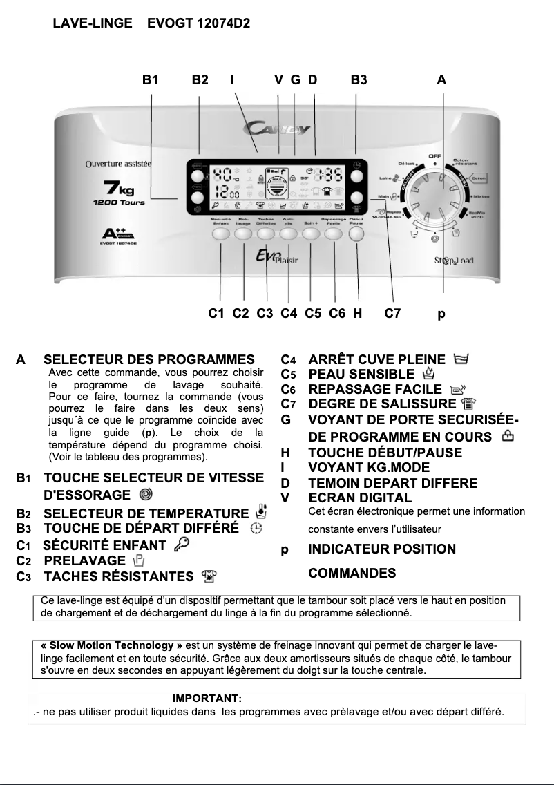 Page 1 of the manual User Manual Candy EVOGT12074D2/1-4