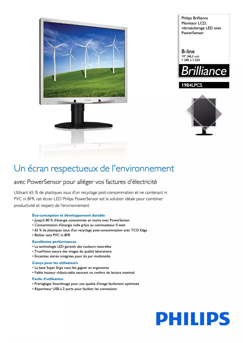 Page n°1 - Fiche technique Philips Brilliance 19B4LPCS