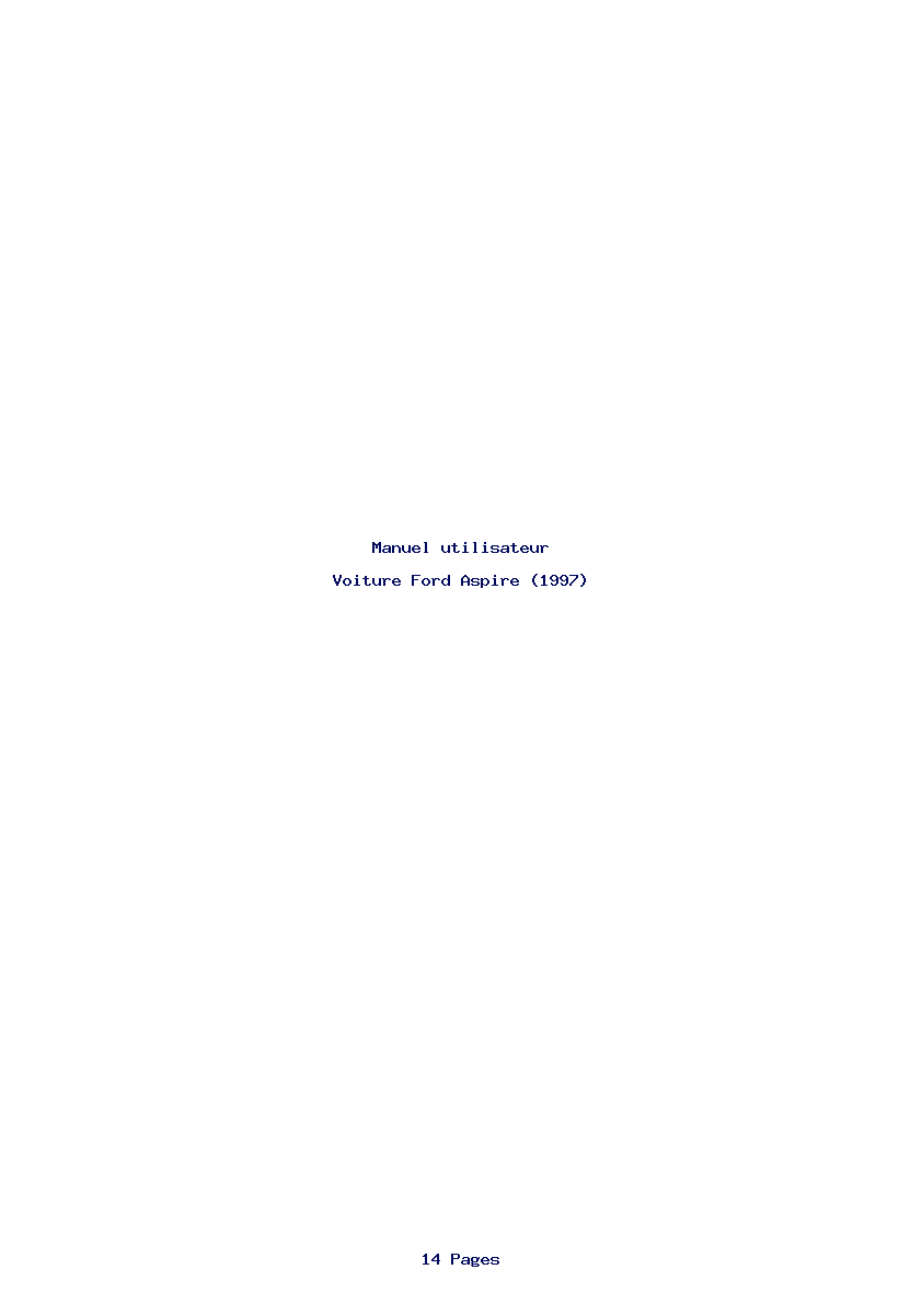 Page 1 de la notice Manuel utilisateur Ford Aspire (1997)