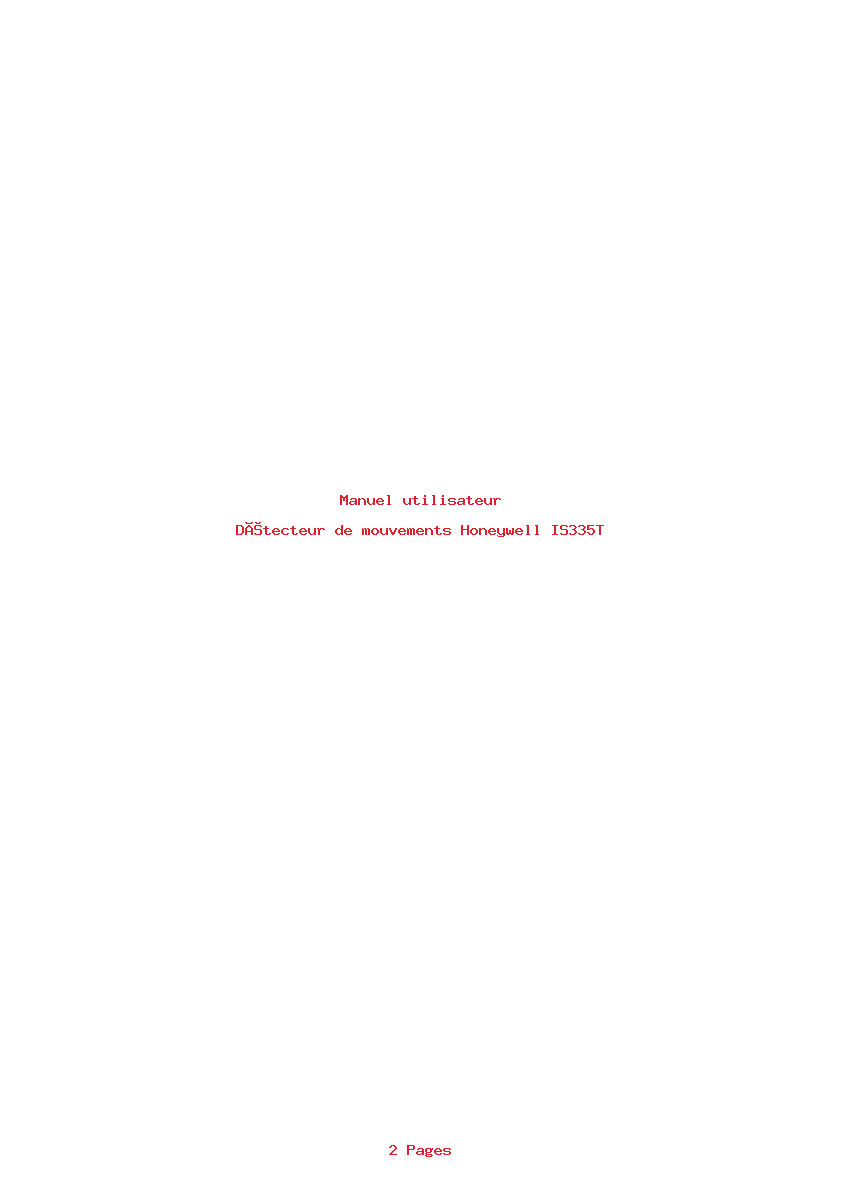 Page 1 de la notice Manuel utilisateur Honeywell IS335T