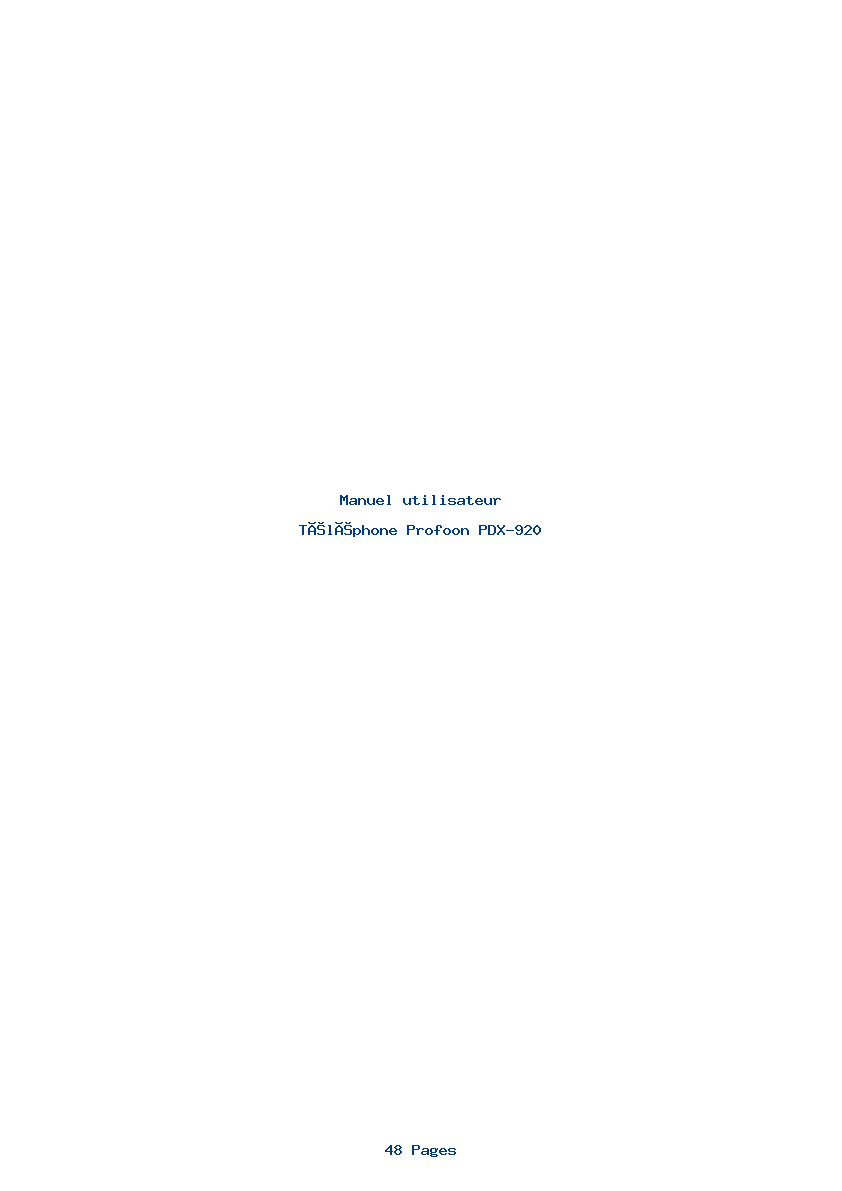 Page 1 de la notice Manuel utilisateur Profoon PDX-920
