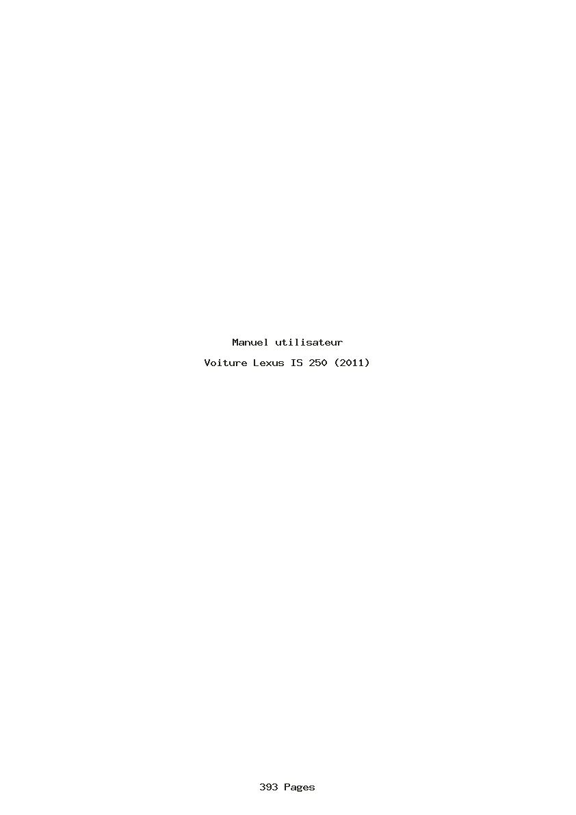 Page 1 de la notice Manuel utilisateur Lexus IS 250 (2011)