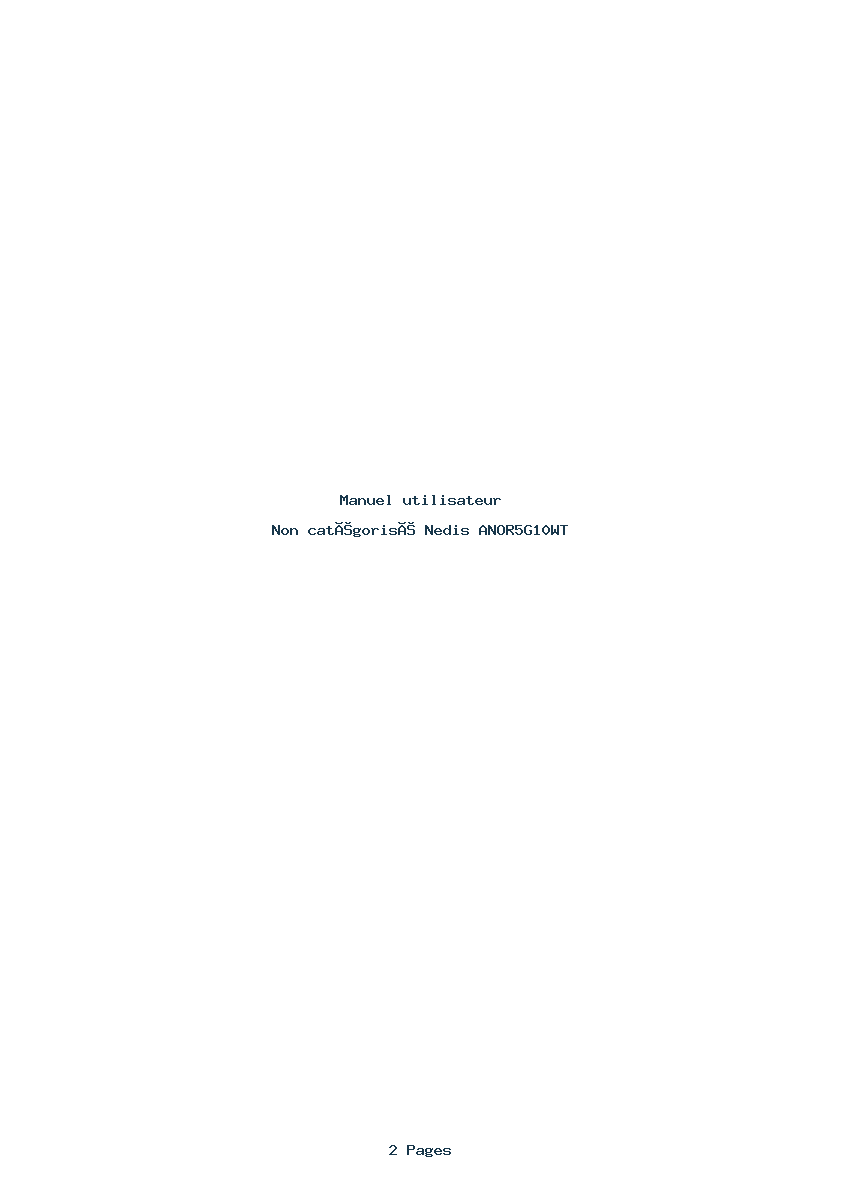 Image de la première page du manuel de l'appareil ANOR5G10WT