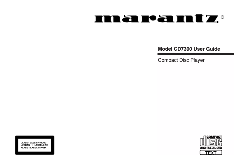 Page 1 de la notice Manuel utilisateur Marantz CD7300