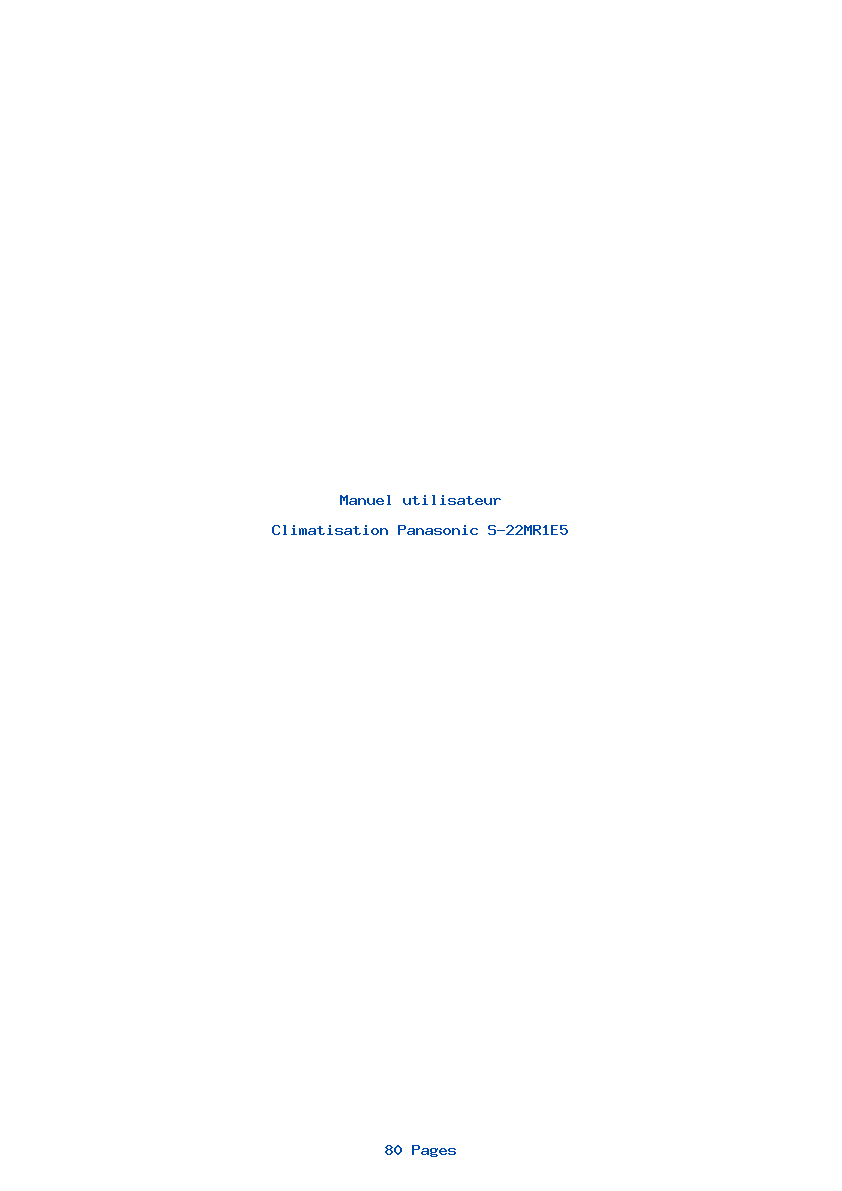 Page 1 de la notice Manuel utilisateur Panasonic S-22MR1E5