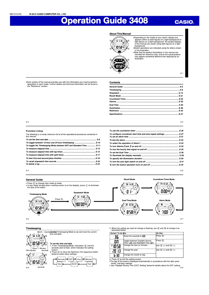 Page 1 de la notice Manuel utilisateur Casio BG-6903-3ER