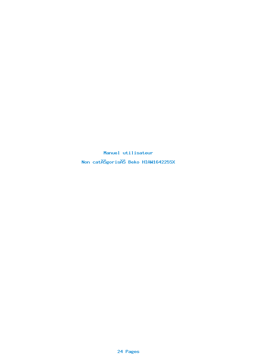 Page 1 de la notice Manuel utilisateur Beko HIAW164225SX