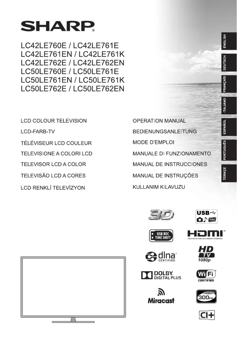 Page 1 de la notice Manuel utilisateur Sharp LC-50LE760E