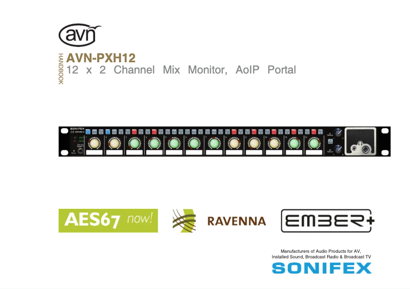 Page 1 de la notice Manuel utilisateur Sonifex AVN-PXH12