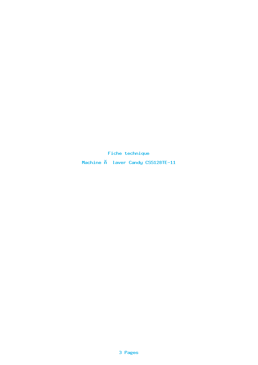 Page 1 de la notice Fiche technique Candy CSS128TE-11