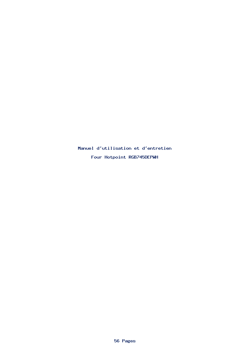 Page 1 de la notice Manuel d'utilisation et d'entretien Hotpoint RGB745DEPWH