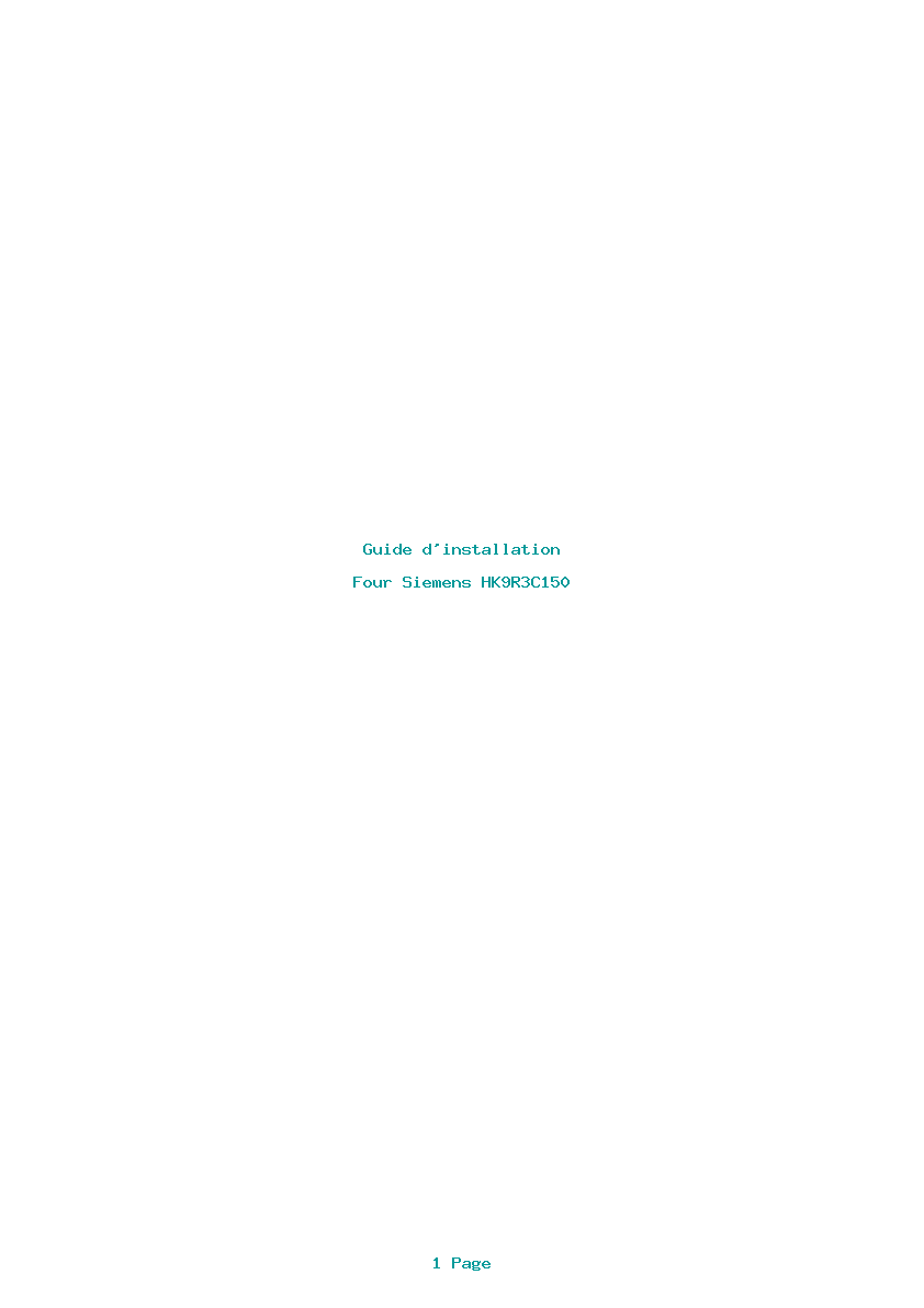 Page 1 de la notice Guide d'installation Siemens HK9R3C150