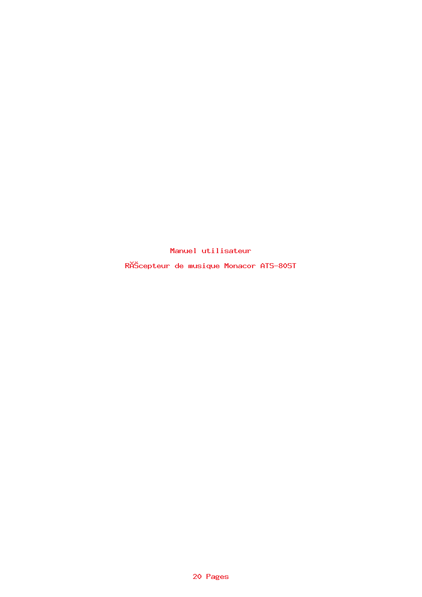 Page 1 de la notice Manuel utilisateur Monacor ATS-80ST