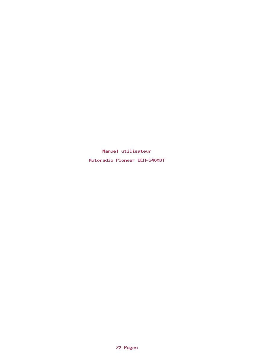 Page 1 de la notice Manuel utilisateur Pioneer DEH-5400BT
