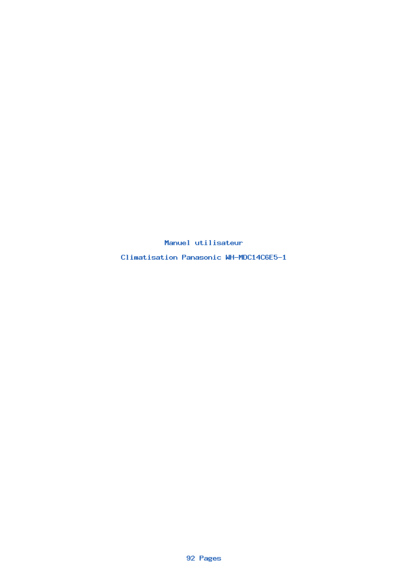 Page 1 de la notice Manuel utilisateur Panasonic WH-MDC14C6E5-1