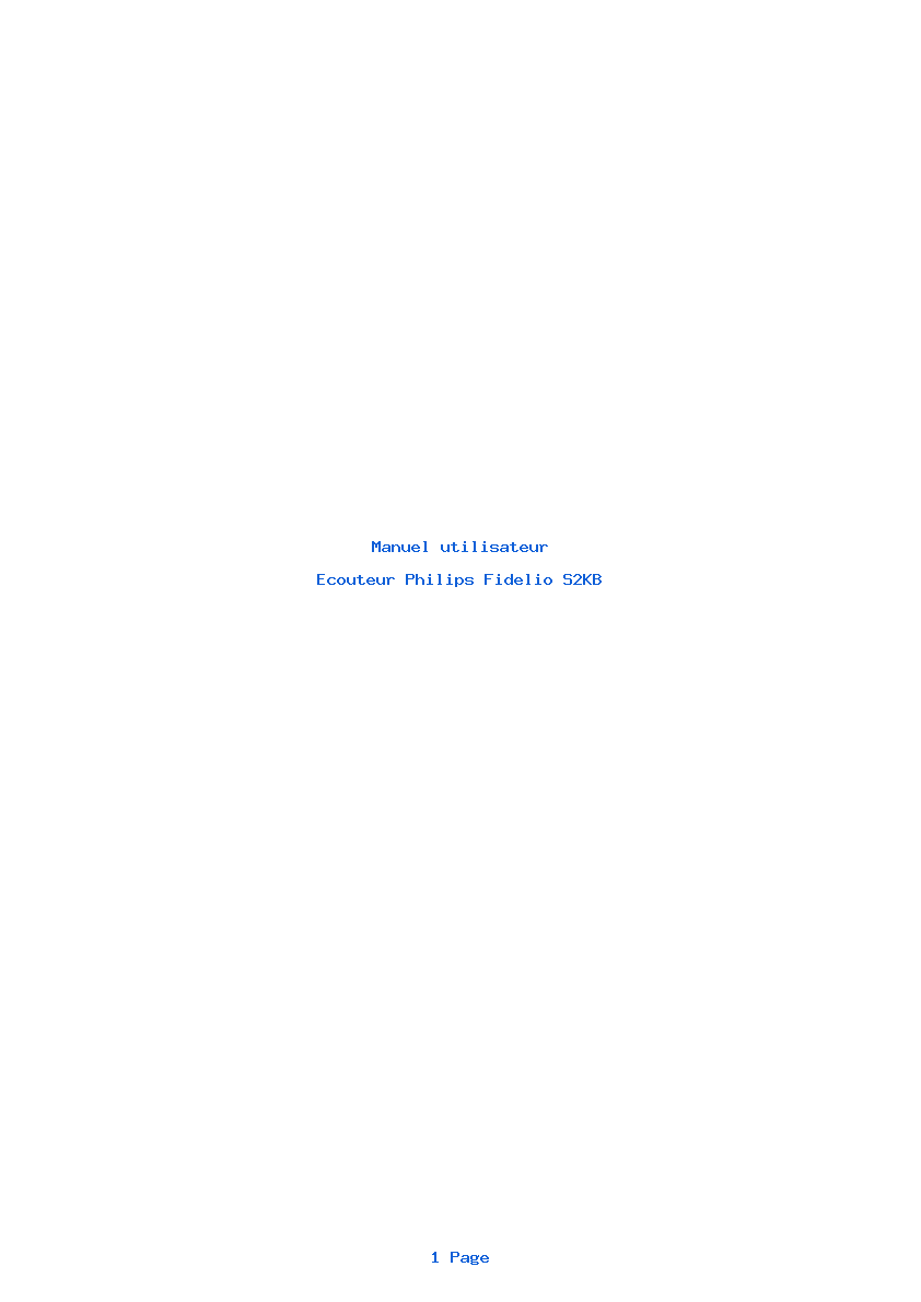 Page 1 de la notice Manuel utilisateur Philips Fidelio S2KB