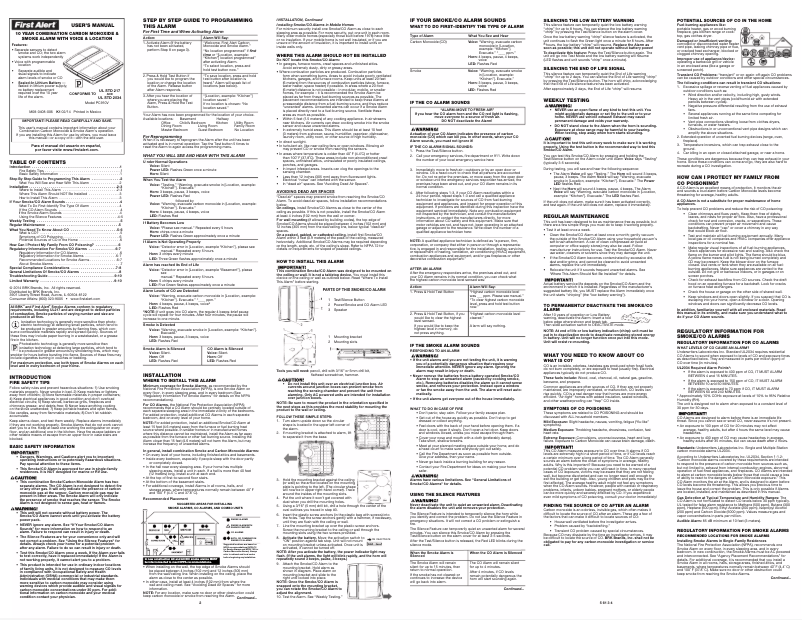 Page 1 de la notice Manuel utilisateur First Alert PC910V