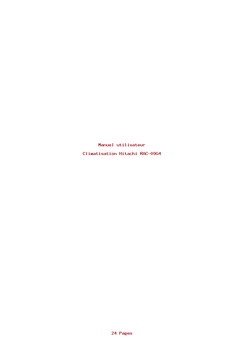 Page 1 de la notice Manuel utilisateur Hitachi RAC-09G4