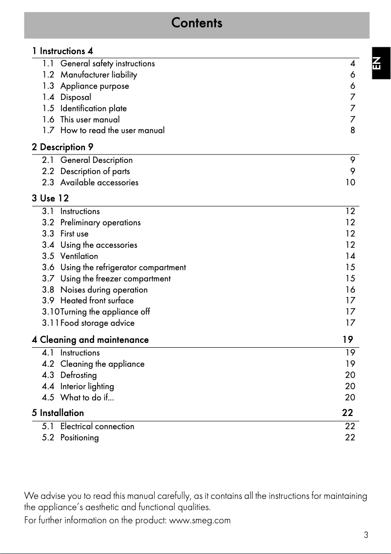Page 1 de la notice Mode d'emploi Smeg FAB28RYW3UK