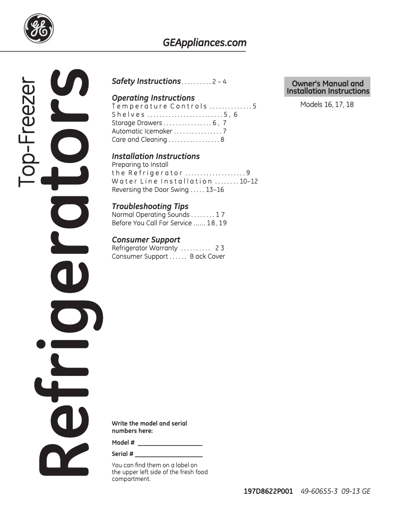 Page 1 de la notice Guide d'installation Hotpoint HTH18EBDCC