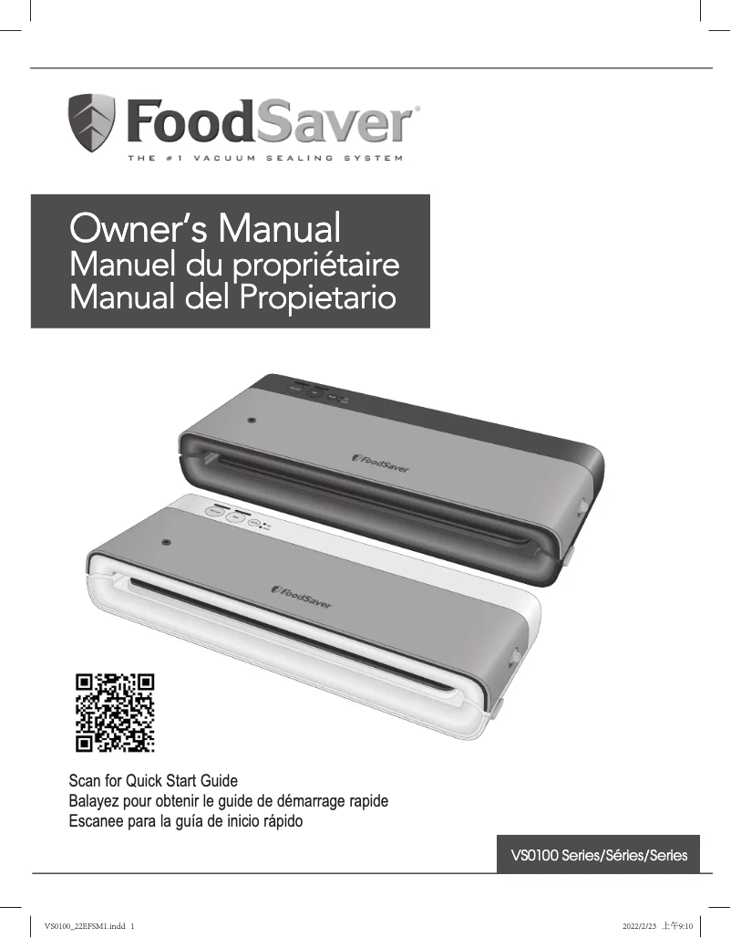 Page 1 de la notice Manuel utilisateur FoodSaver VS0100