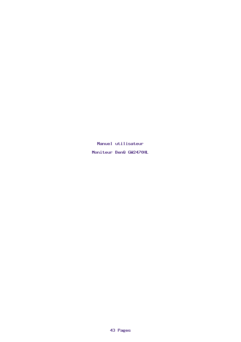 Page 1 de la notice Manuel utilisateur BenQ GW2470HL